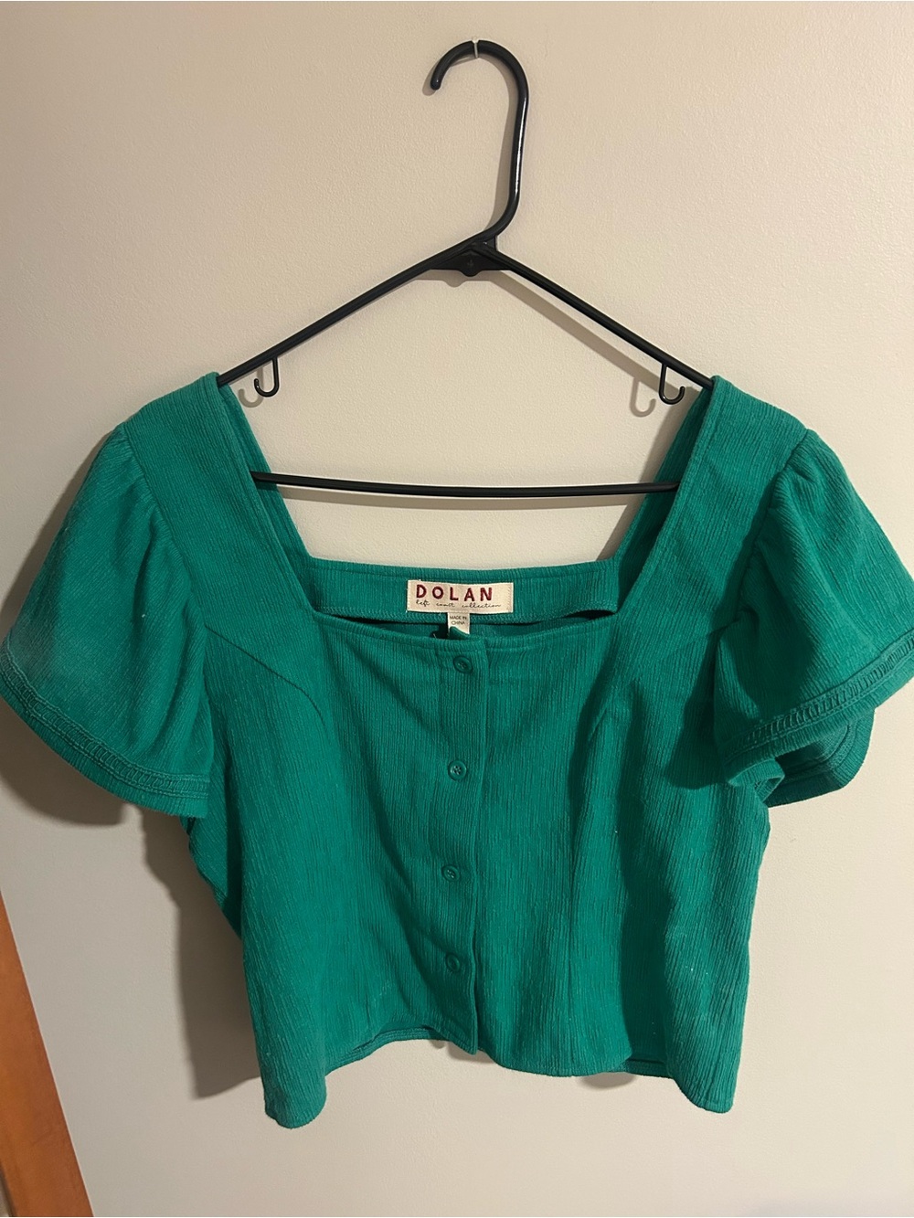 Anthropologie Dolan Emerald Green Crop Square Neck Blouse - Size M